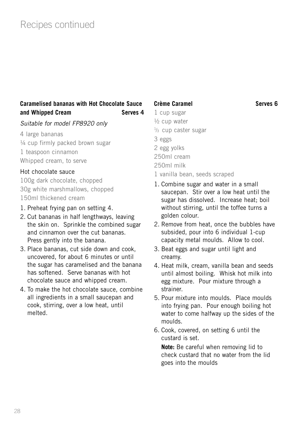 Recipes continued | Sunbeam FP8910 User Manual | Page 30 / 34