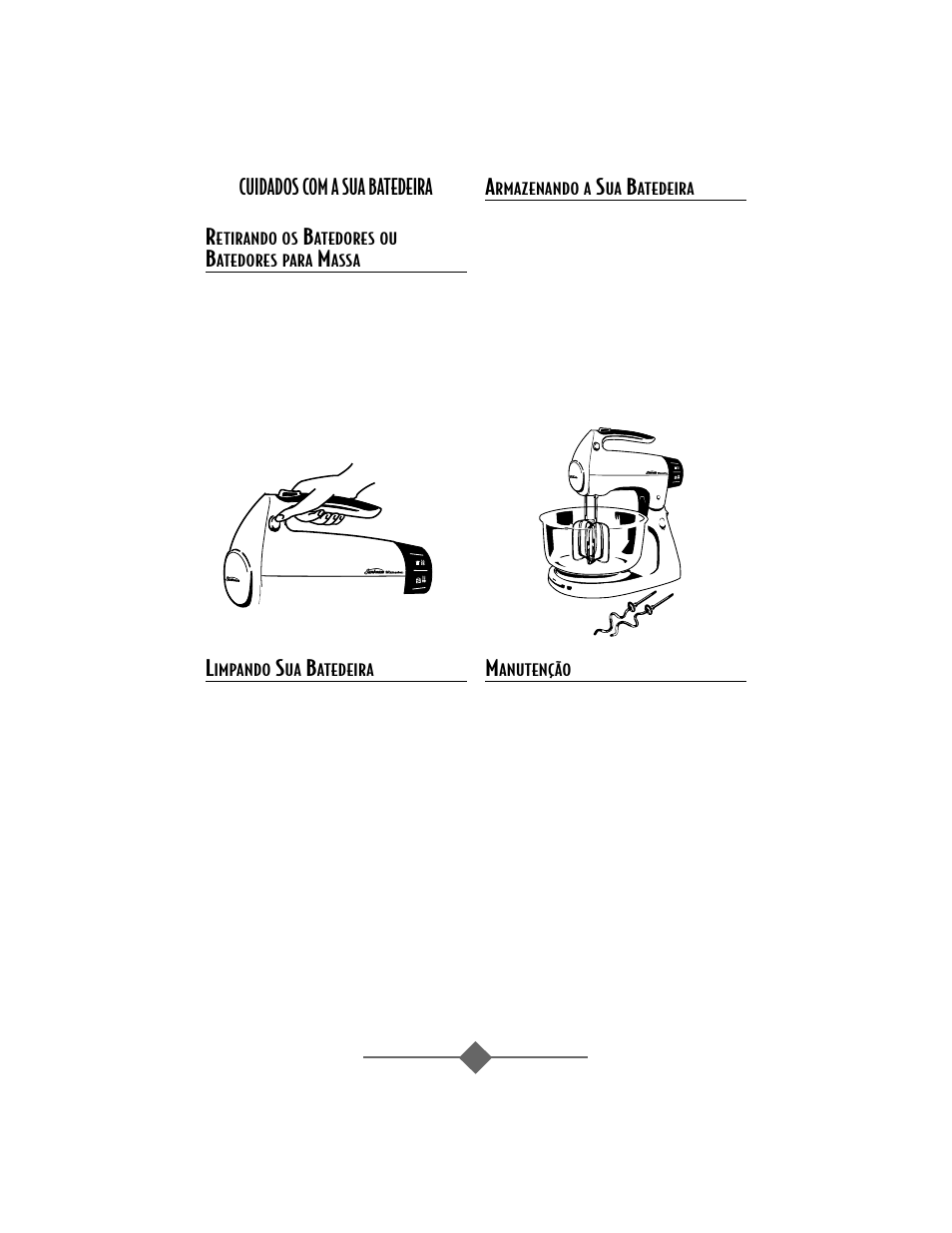 Cuidados com a sua batedeira r | Sunbeam 2366 User Manual | Page 49 / 56