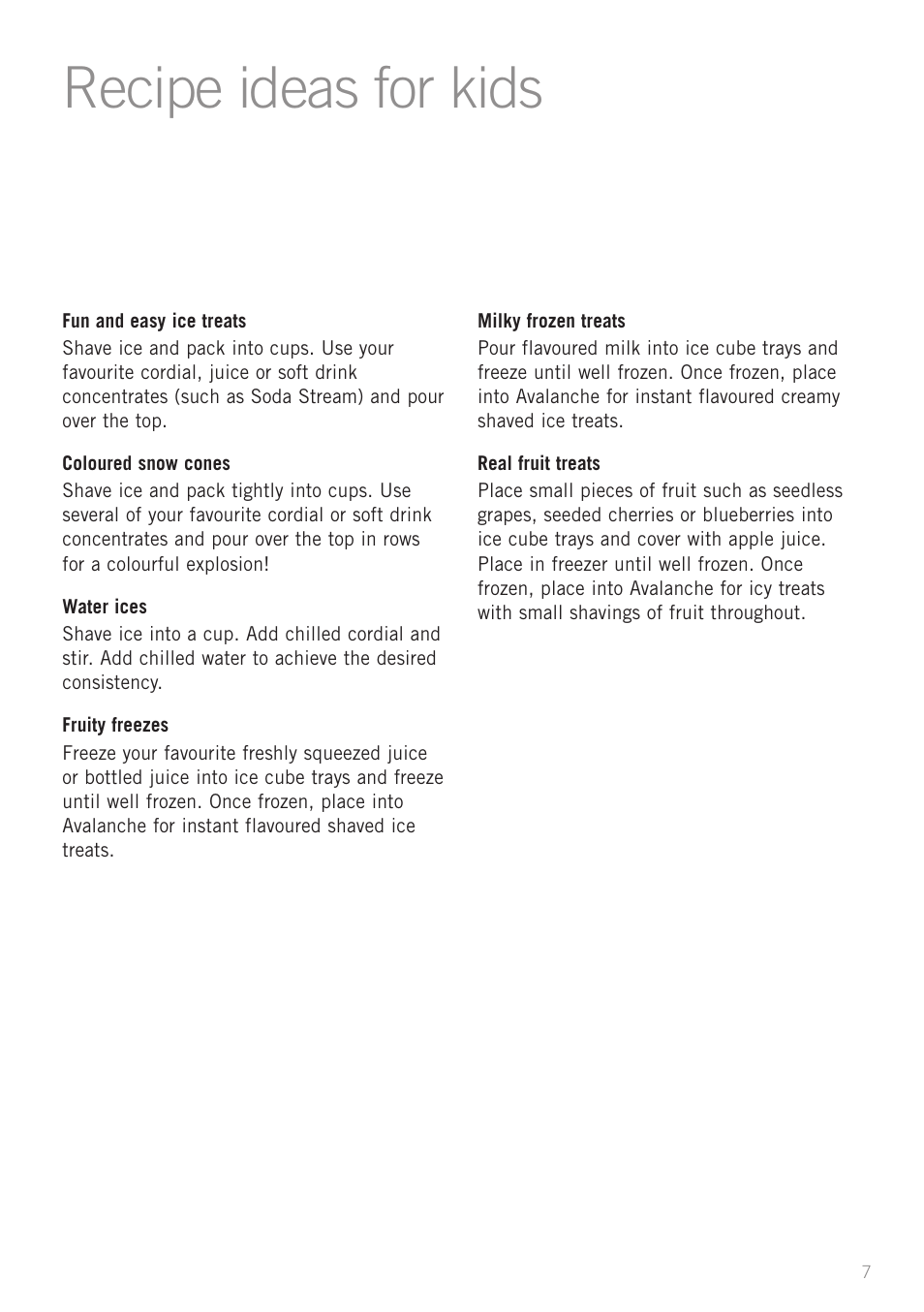 Recipe ideas for kids | Sunbeam IS6800 User Manual | Page 9 / 12