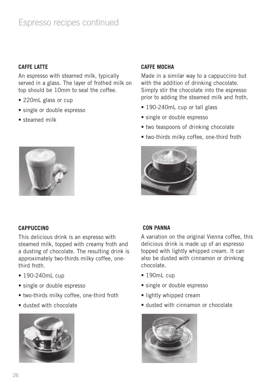 Espresso recipes continued | Sunbeam EM8900 User Manual | Page 27 / 34