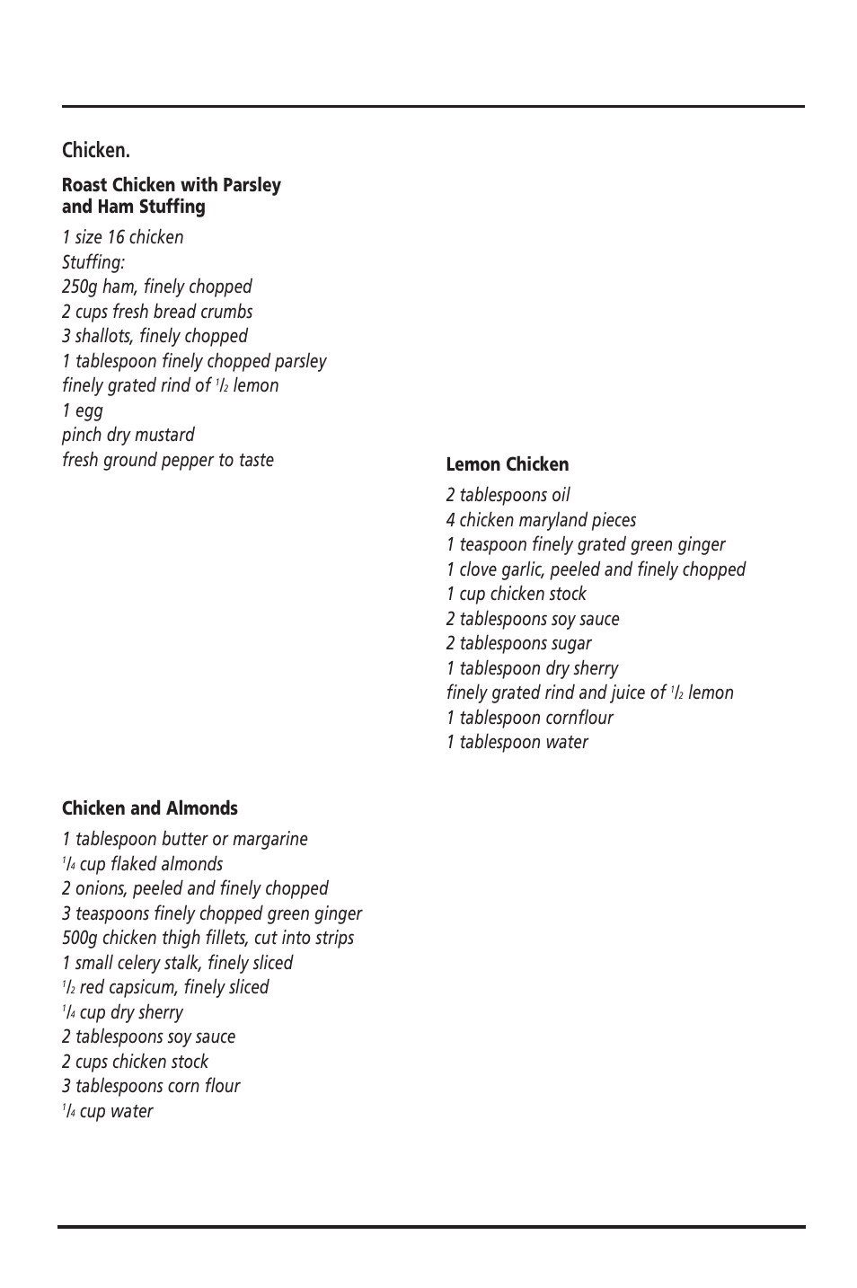 Main courses, Chicken | Sunbeam FP6710 User Manual | Page 19 / 29