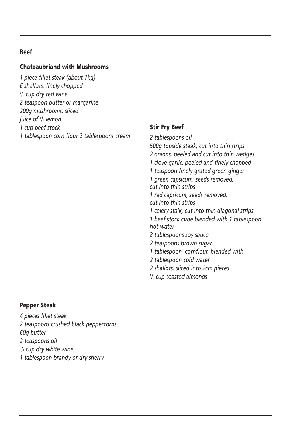 Main courses cont, Beef | Sunbeam FP6710 User Manual | Page 20 / 29