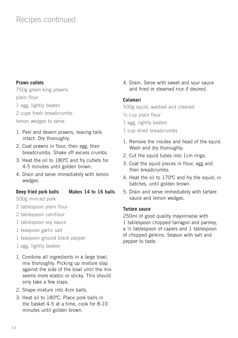 Heading, Recipes continued | Sunbeam DF2100 User Manual | Page 14 / 24