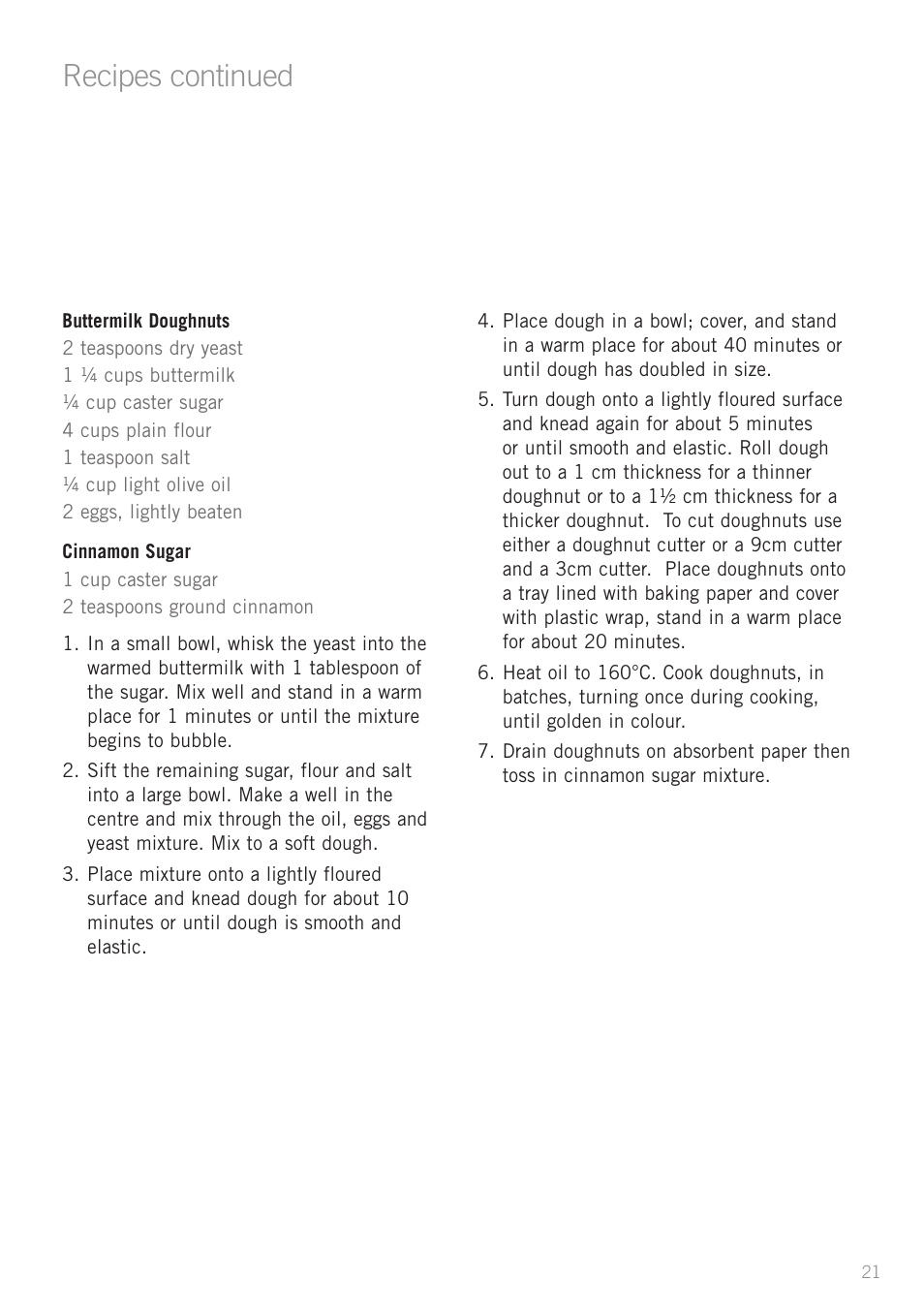 Heading, Recipes continued | Sunbeam DF2100 User Manual | Page 21 / 24