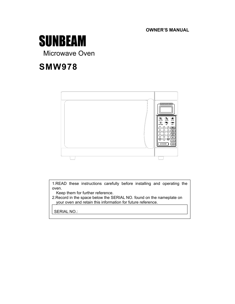 Sunbeam SMW978 User Manual | 16 pages