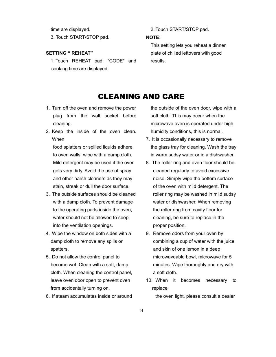 Cleaning and care | Sunbeam SMW978 User Manual | Page 15 / 16