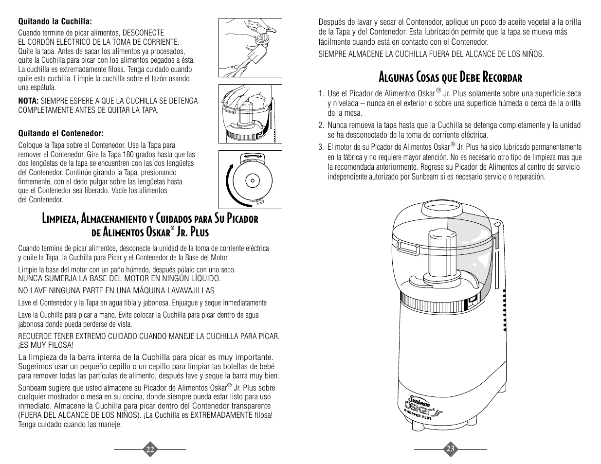 Algunas cosas que debe recordar | Sunbeam 4816-8 User Manual | Page 22 / 36