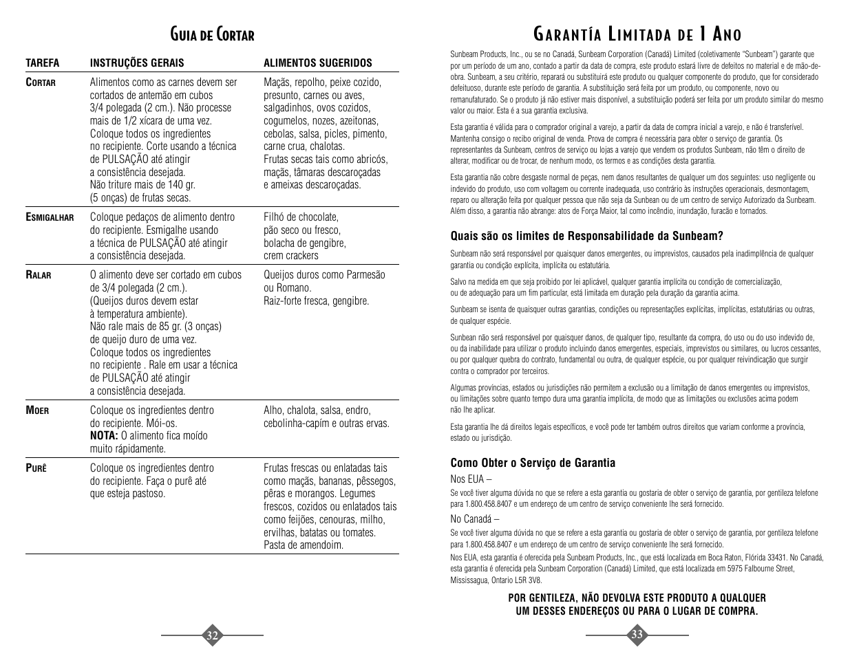 Guia de cortar | Sunbeam 4816-8 User Manual | Page 33 / 36
