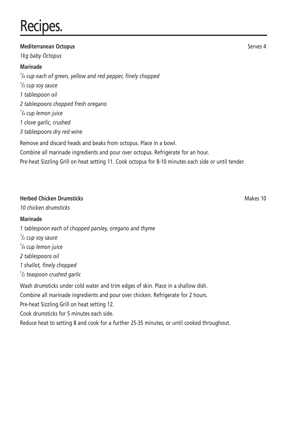 Recipes | Sunbeam HG2300 User Manual | Page 10 / 13