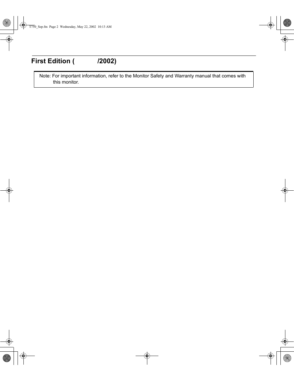 First edition (august/2002) | Sunbeam FP7820 User Manual | Page 2 / 31
