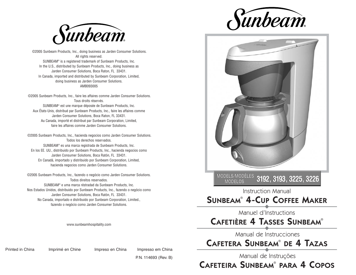 Sunbeam 3225 User Manual | 16 pages