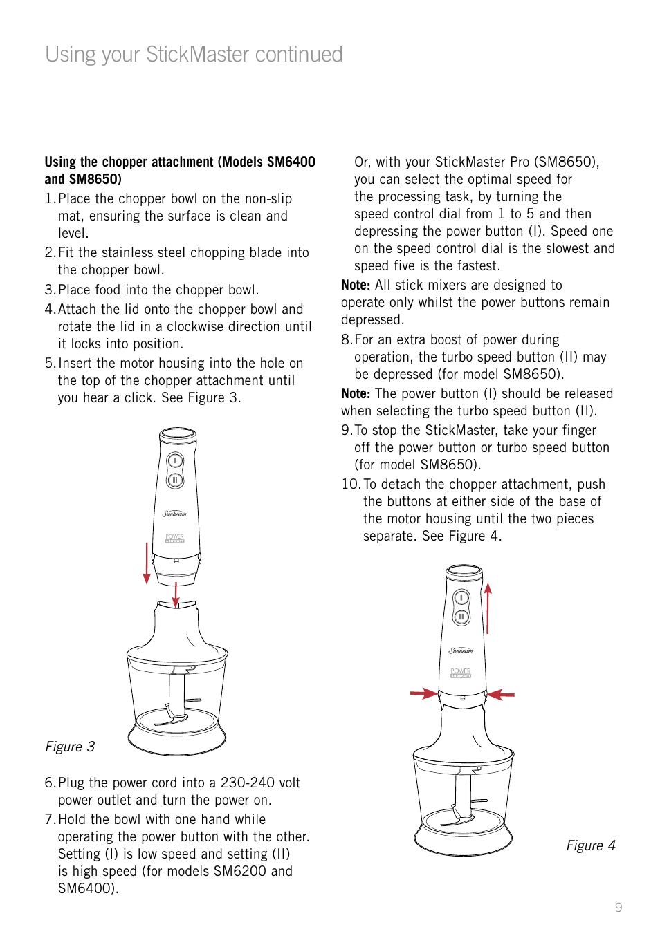 Using your stickmaster continued | Sunbeam SM8650 User Manual | Page 11 / 25