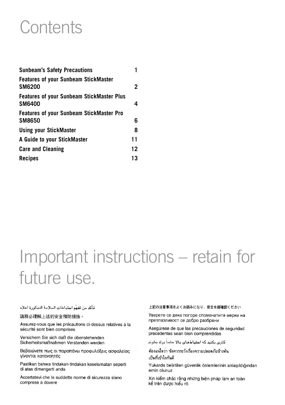 Sunbeam SM8650 User Manual | Page 2 / 25