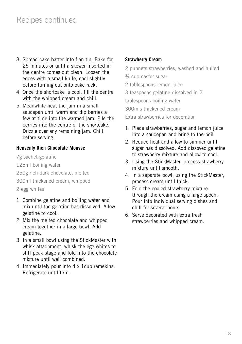Recipes continued | Sunbeam SM8650 User Manual | Page 20 / 25