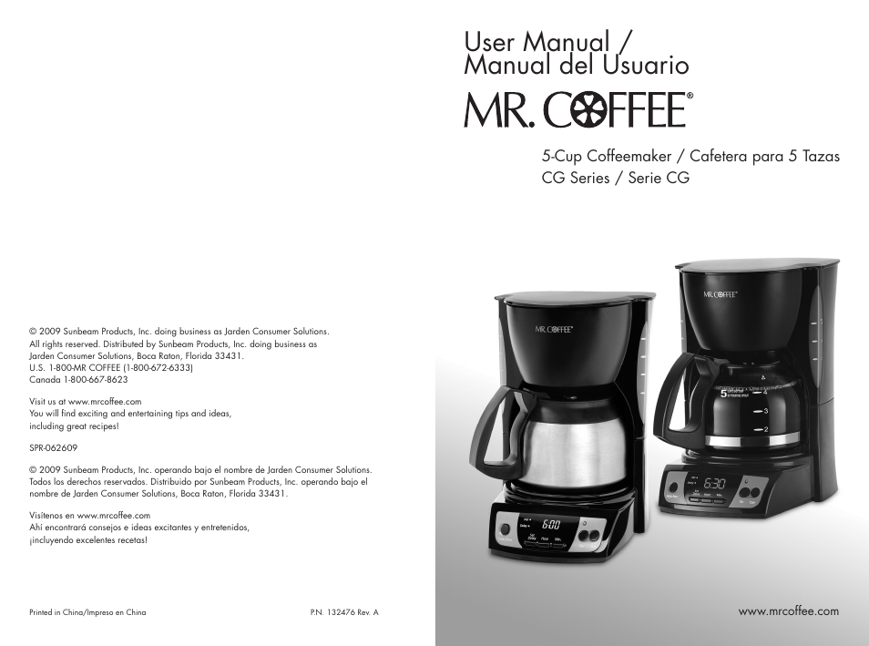 Sunbeam MR. COFFEE SPR-062609 User Manual | 12 pages