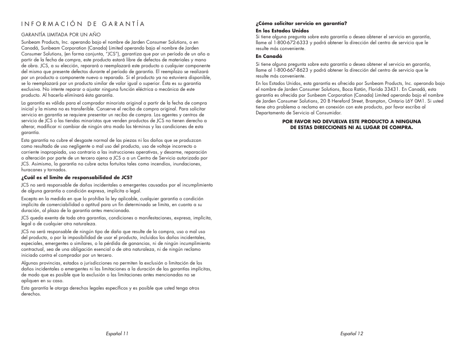 Sunbeam MR. COFFEE SPR-062609 User Manual | Page 12 / 12