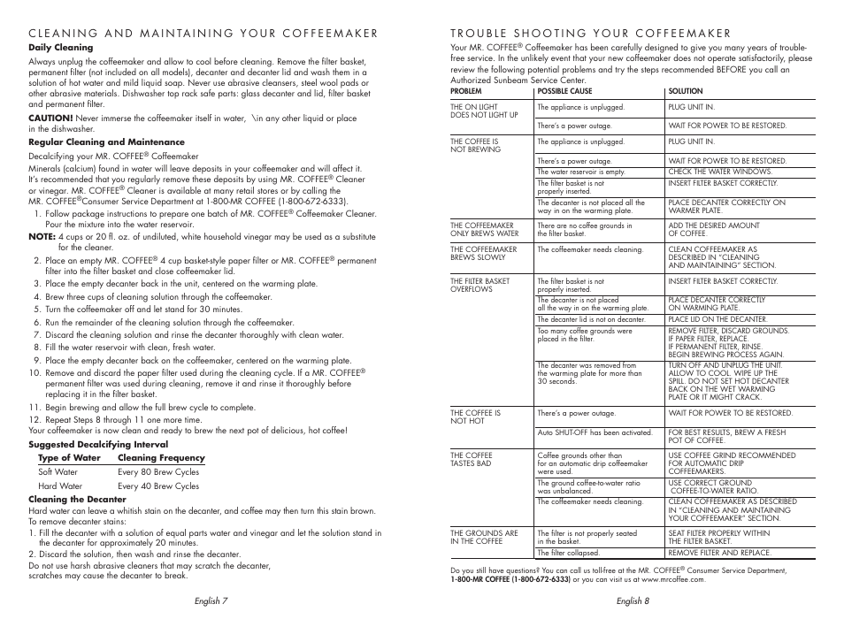 Sunbeam MR. COFFEE SPR-062609 User Manual | Page 5 / 12