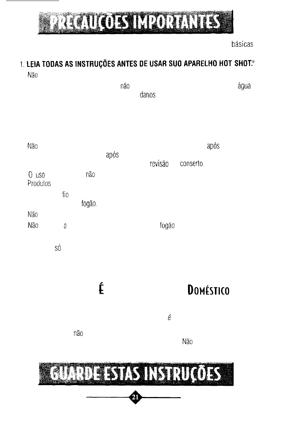 Aparelho, Somente, Para | Sunbeam 3211 User Manual | Page 21 / 28