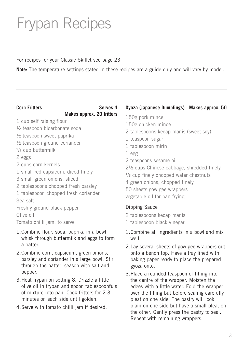 Frypan recipes | Sunbeam PU5300 User Manual | Page 15 / 28