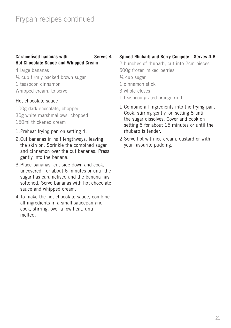Frypan recipes continued | Sunbeam PU5300 User Manual | Page 23 / 28