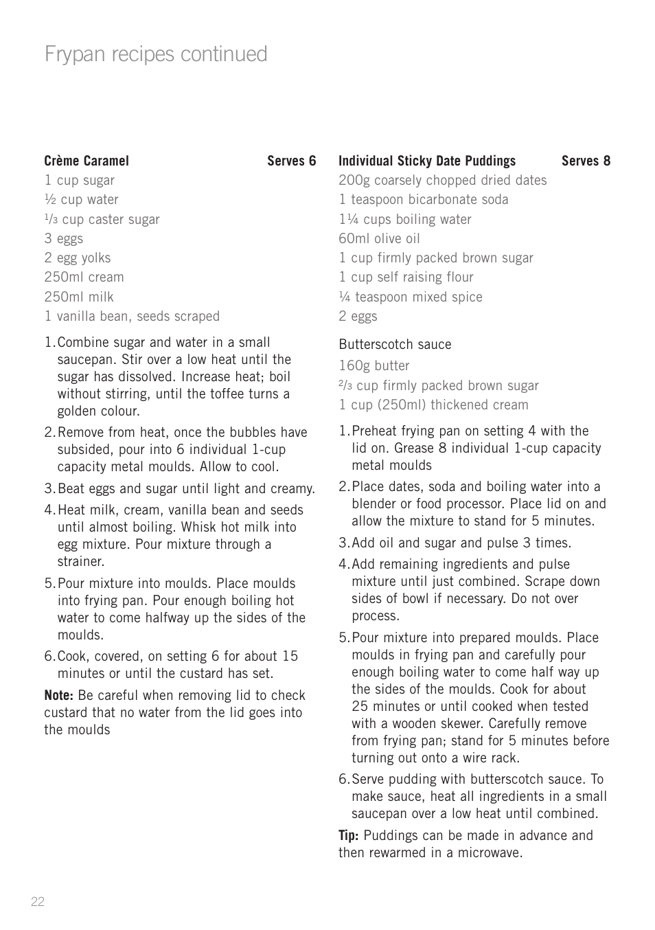 Frypan recipes continued | Sunbeam PU5300 User Manual | Page 24 / 28