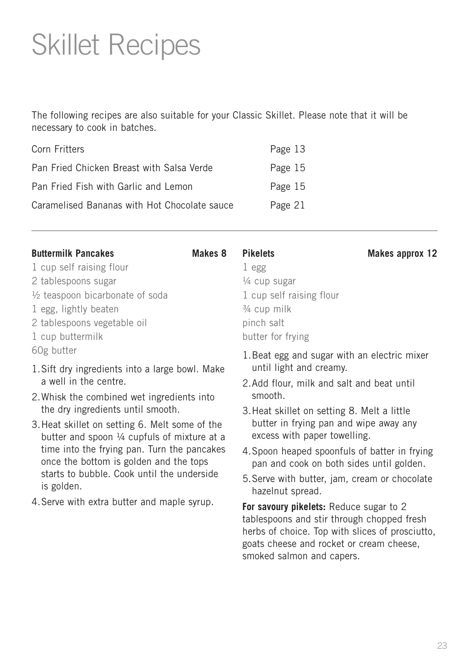 Skillet recipes | Sunbeam PU5300 User Manual | Page 25 / 28