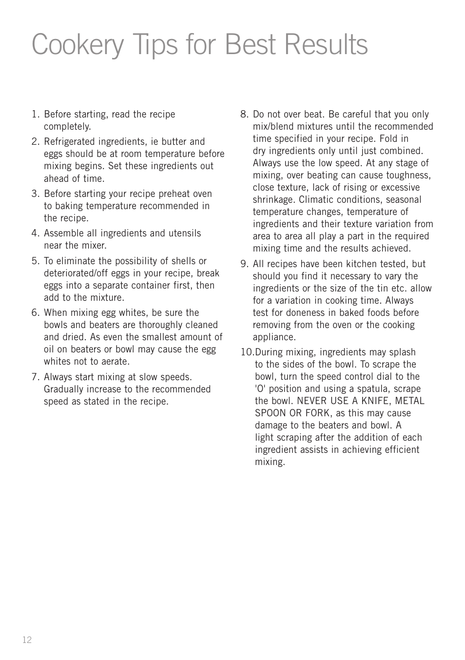 Cookery tips for best results | Sunbeam MX7700 User Manual | Page 14 / 40