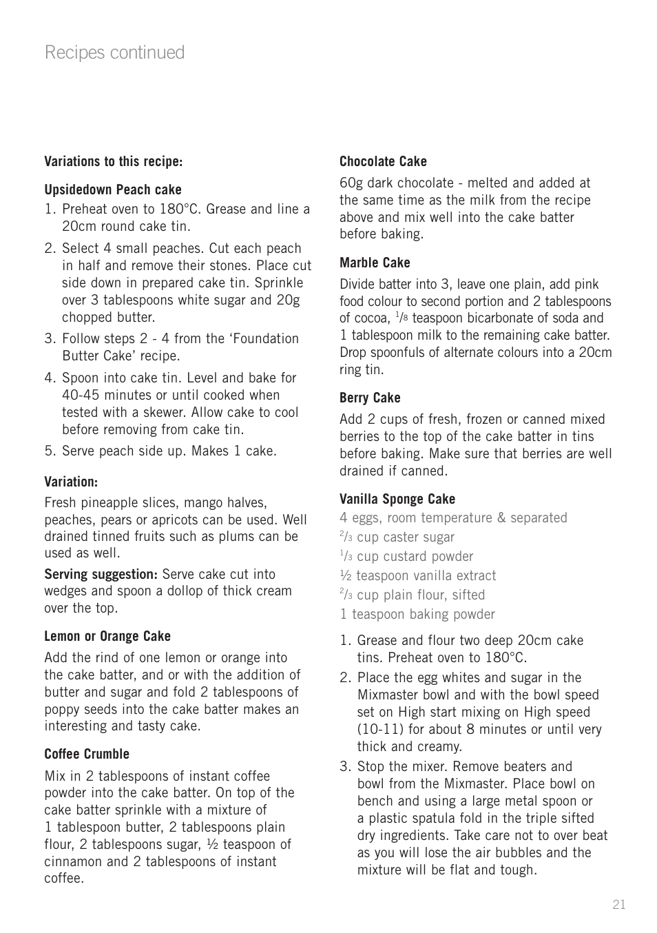 Recipes continued | Sunbeam MX7700 User Manual | Page 23 / 40