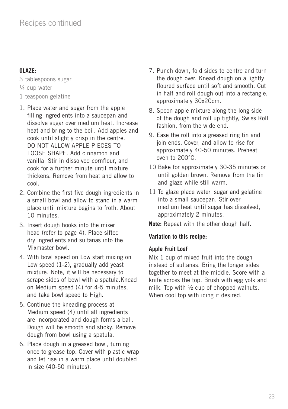 Recipes continued | Sunbeam MX7700 User Manual | Page 25 / 40