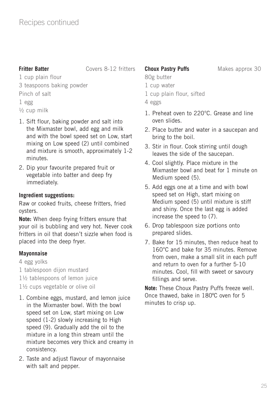 Recipes continued | Sunbeam MX7700 User Manual | Page 27 / 40