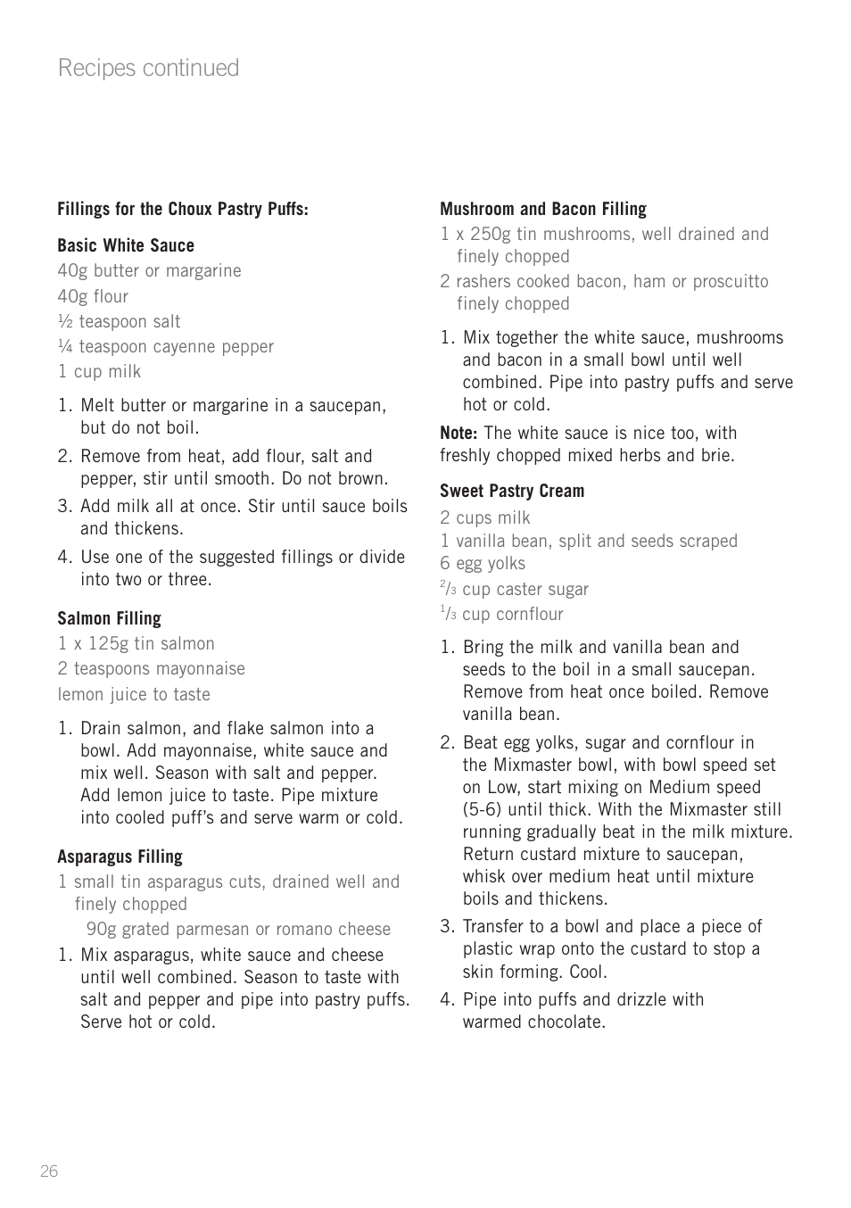 Recipes continued | Sunbeam MX7700 User Manual | Page 28 / 40