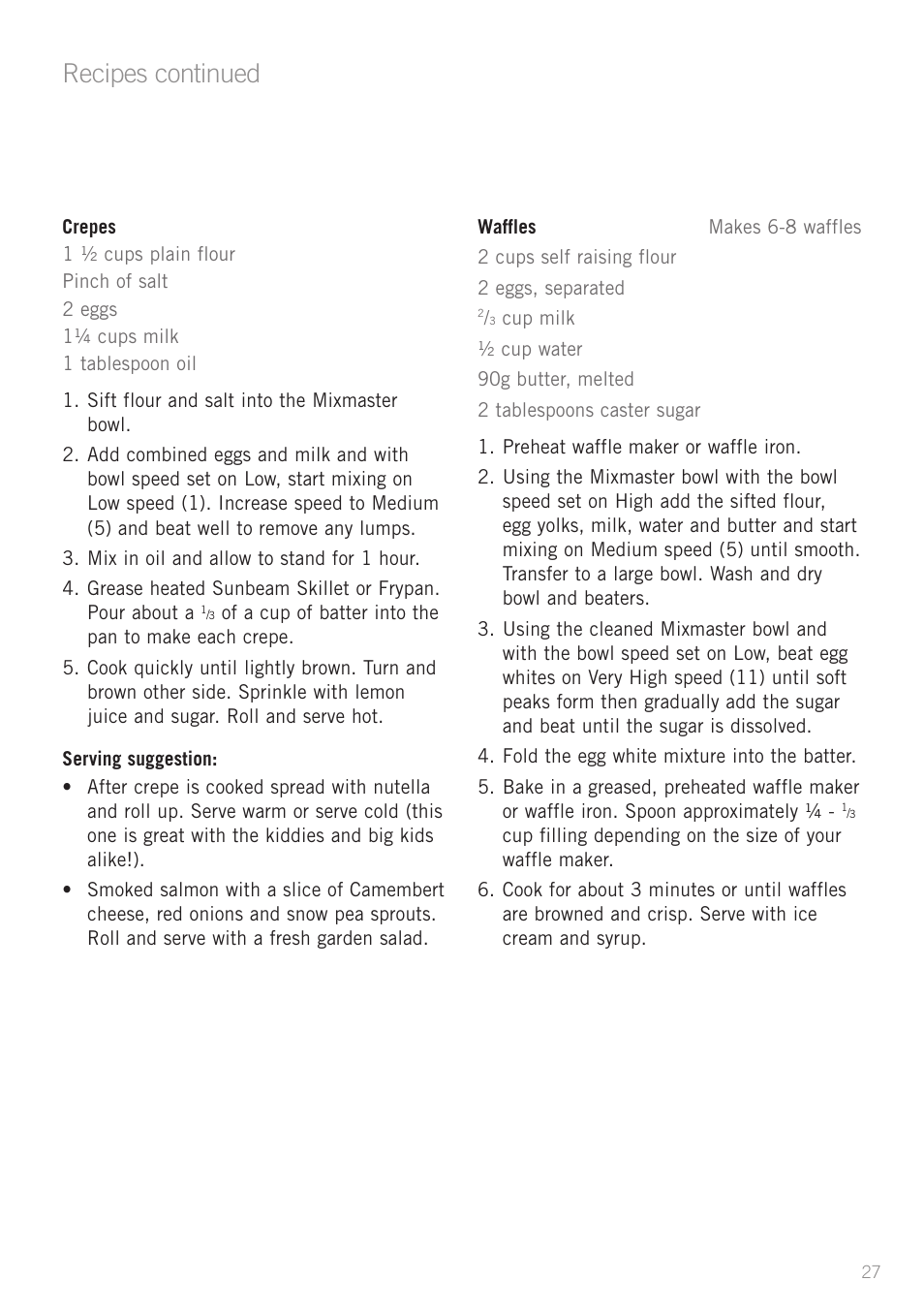 Recipes continued | Sunbeam MX7700 User Manual | Page 29 / 40