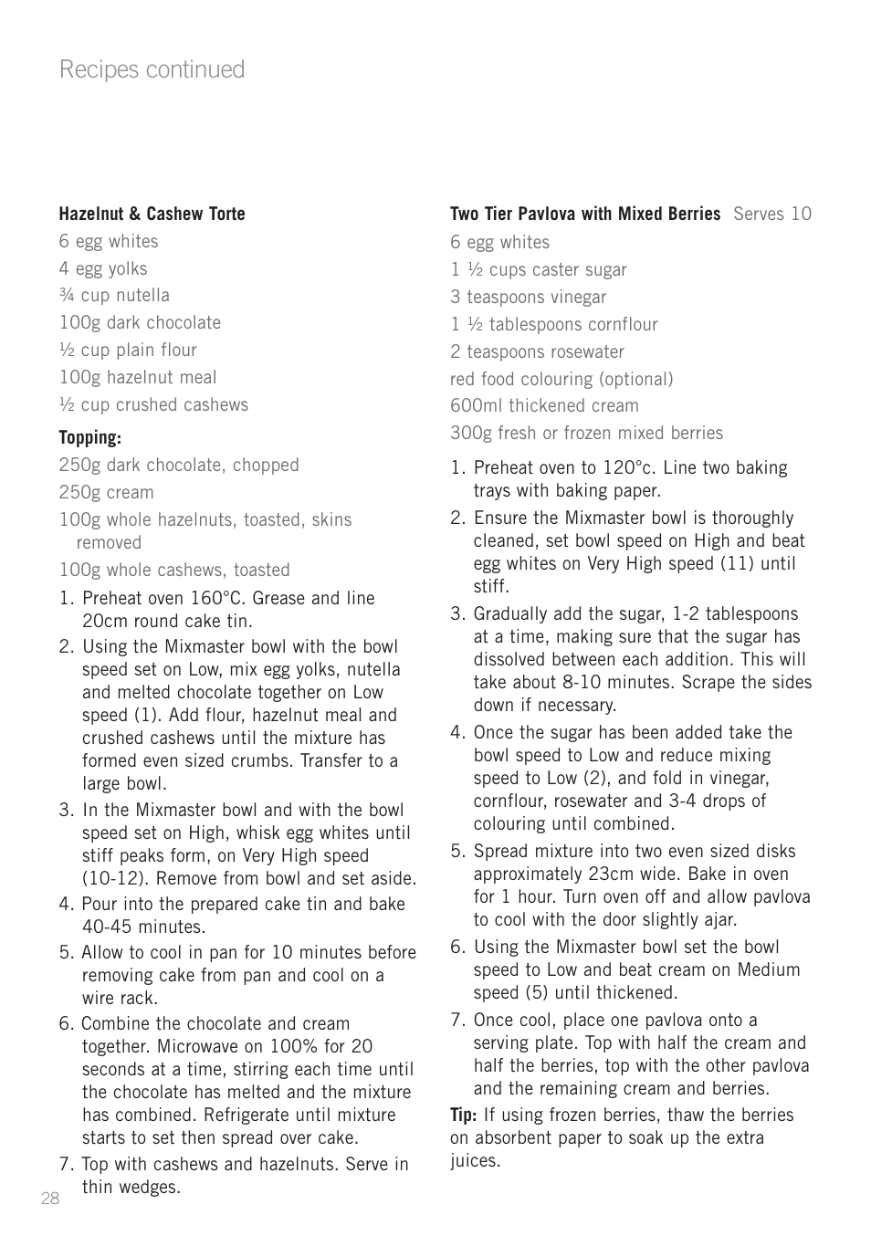 Recipes continued | Sunbeam MX7700 User Manual | Page 30 / 40