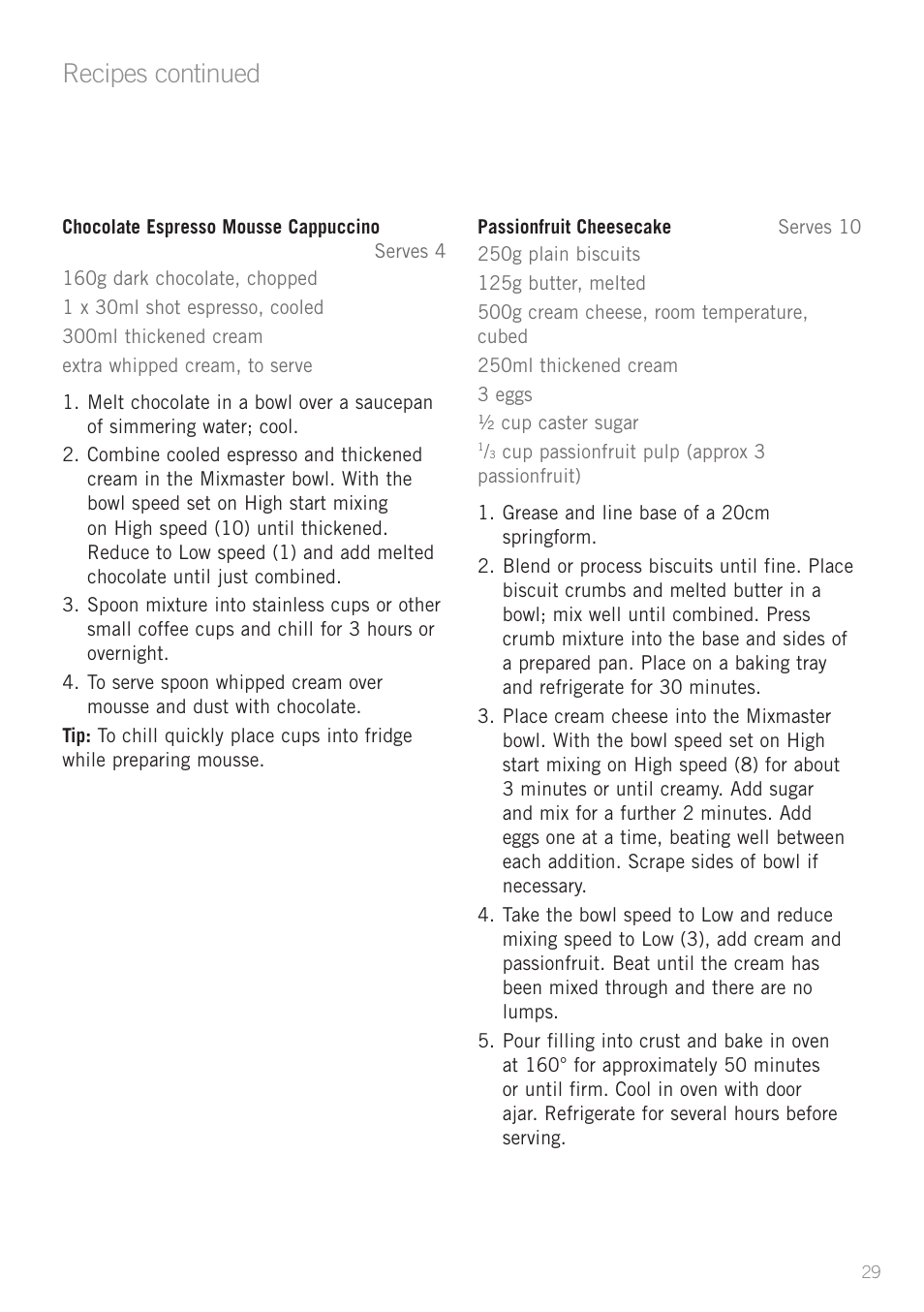 Recipes continued | Sunbeam MX7700 User Manual | Page 31 / 40