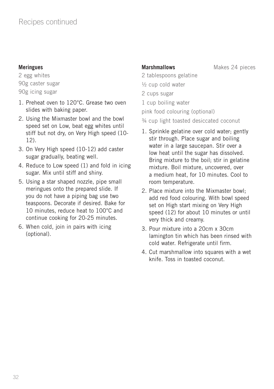 Recipes continued | Sunbeam MX7700 User Manual | Page 34 / 40