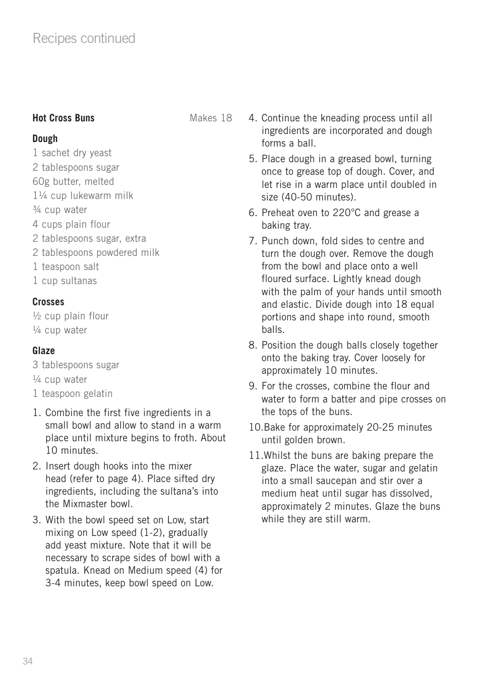 Recipes continued | Sunbeam MX7700 User Manual | Page 36 / 40