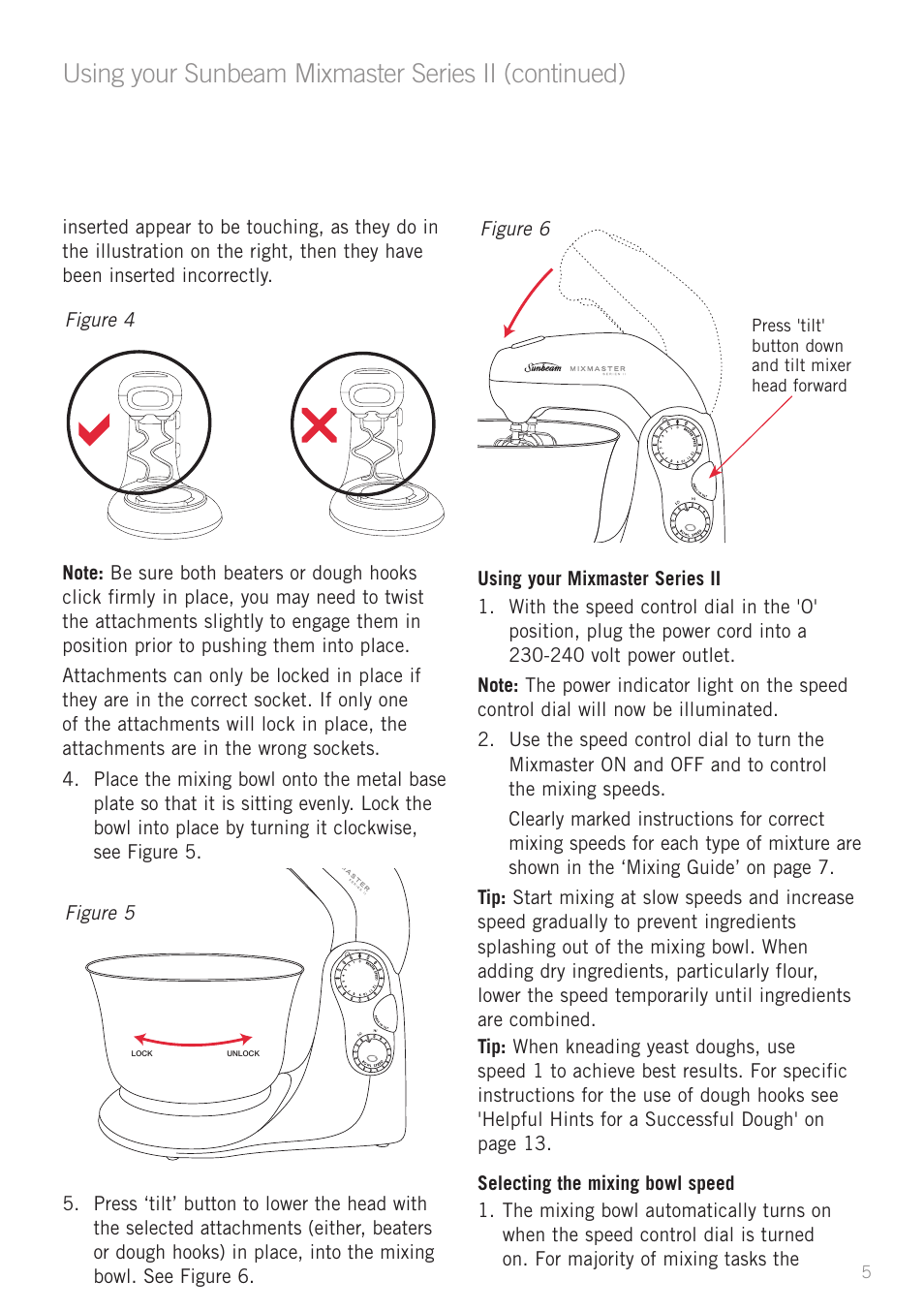 Using your sunbeam mixmaster series ii (continued) | Sunbeam MX7700 User Manual | Page 7 / 40