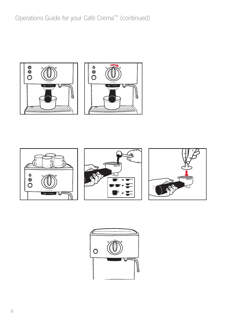 Operations guide for your café crema, Continued) | Sunbeam EM4800C User Manual | Page 10 / 32