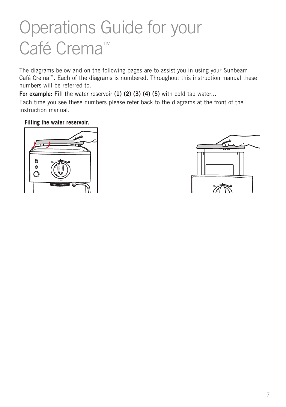 Operations guide for your café crema | Sunbeam EM4800C User Manual | Page 9 / 32