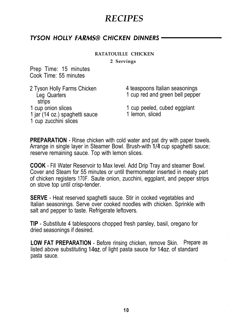 Recipes | Sunbeam FOOD STEAMER User Manual | Page 11 / 20