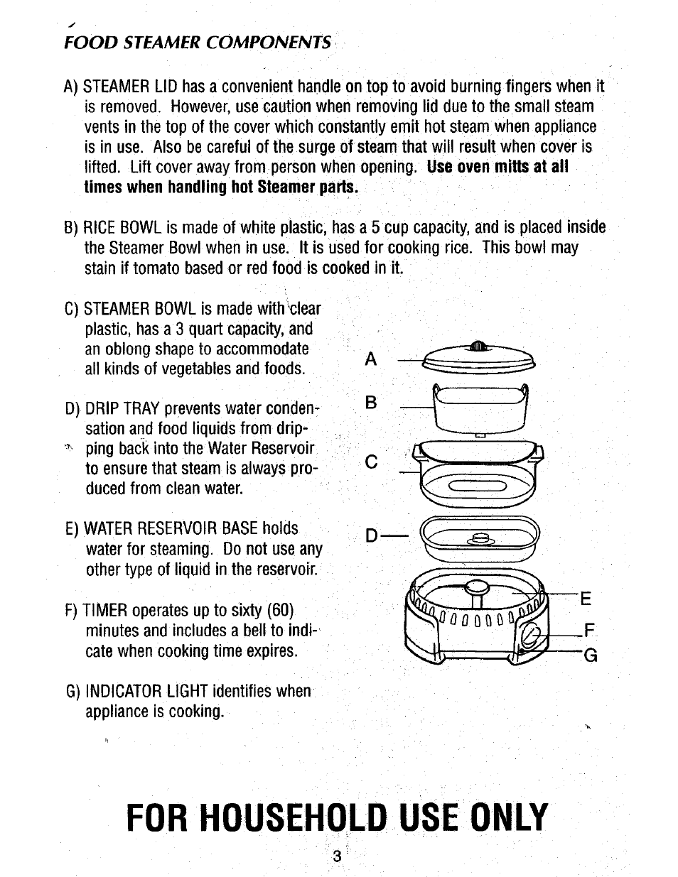 Sunbeam FOOD STEAMER User Manual | Page 4 / 20