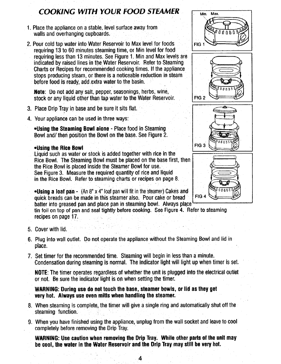 Sunbeam FOOD STEAMER User Manual | Page 5 / 20