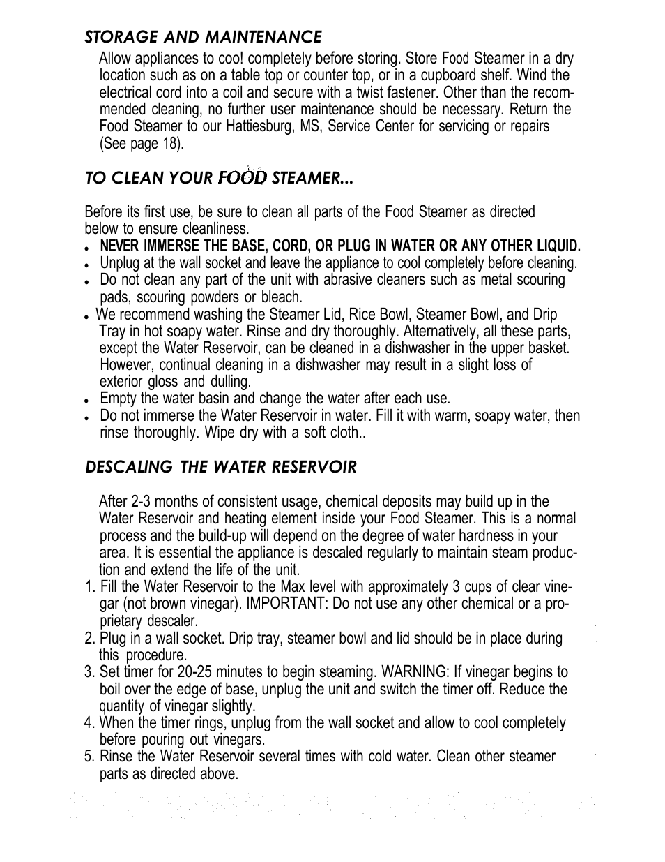 Sunbeam FOOD STEAMER User Manual | Page 7 / 20