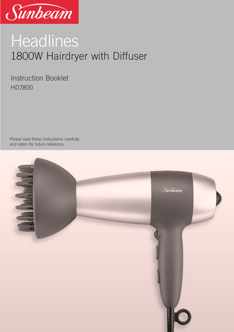 Sunbeam HD7800 User Manual | 9 pages