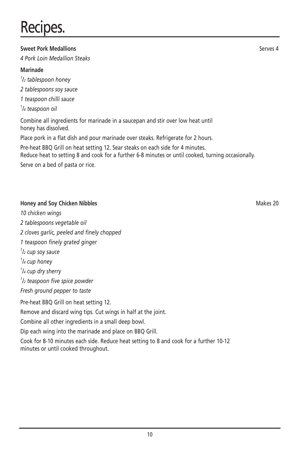 Recipes | Sunbeam HG030 User Manual | Page 10 / 16