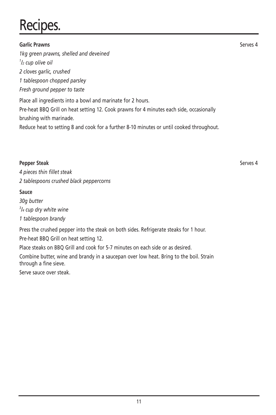 Recipes | Sunbeam HG030 User Manual | Page 11 / 16