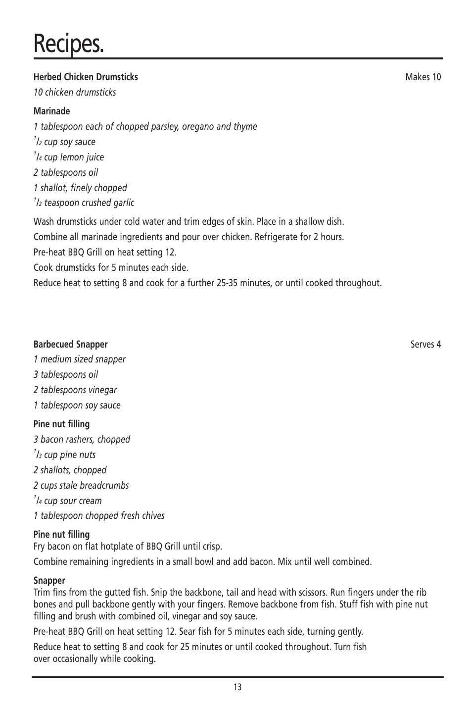 Recipes | Sunbeam HG030 User Manual | Page 13 / 16