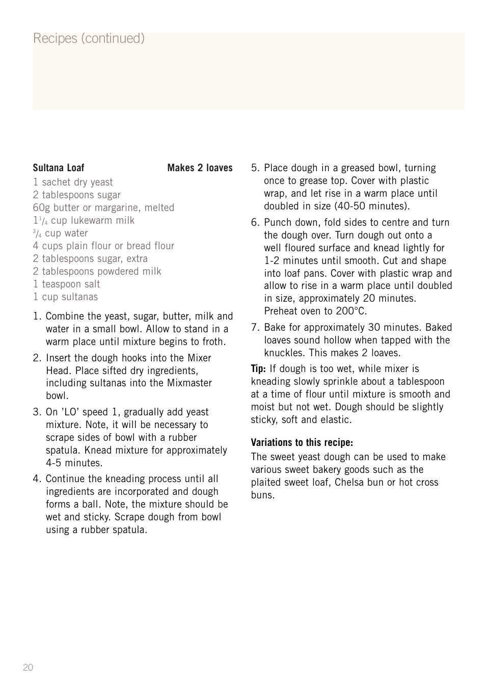 Recipes (continued) | Sunbeam MX5950 User Manual | Page 22 / 39