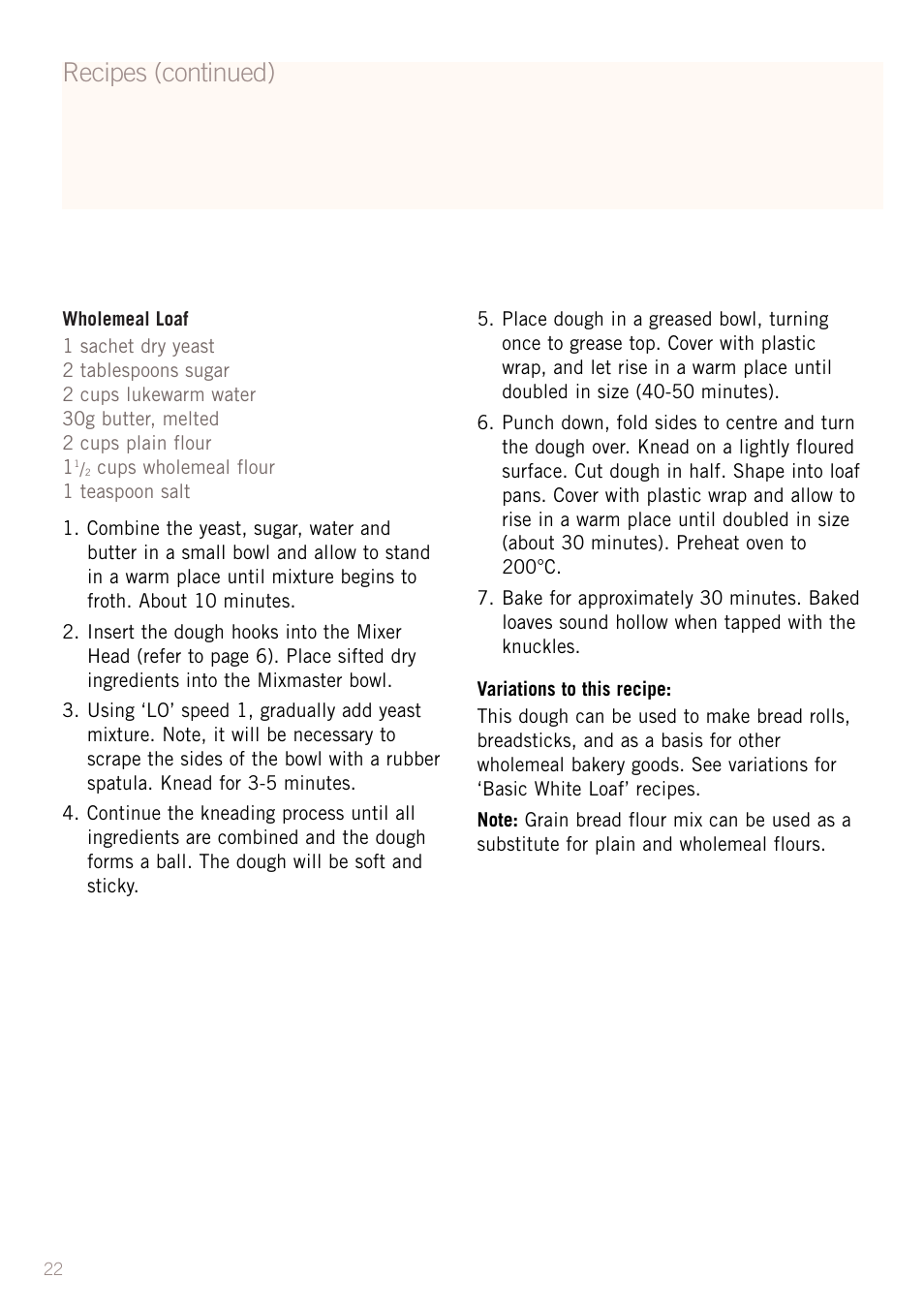 Recipes (continued) | Sunbeam MX5950 User Manual | Page 24 / 39