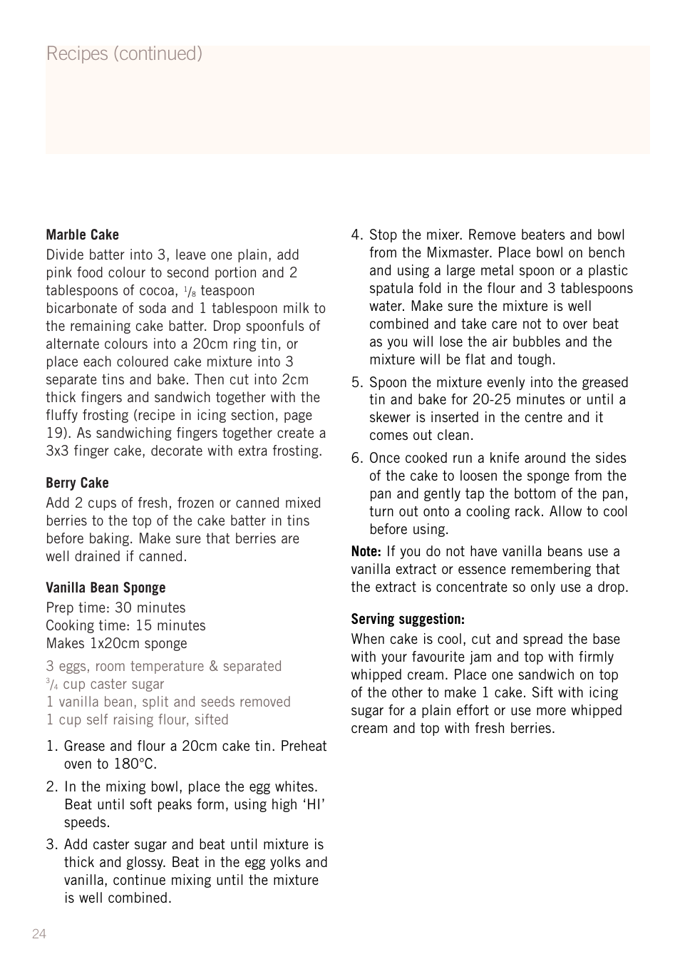 Recipes (continued) | Sunbeam MX5950 User Manual | Page 26 / 39